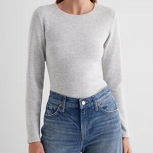 Express Body Contour Luxe Lounge Crew Neck Long Sleeve Bodysuit